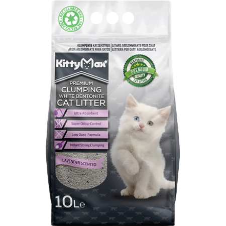 KITTYMAX hrudkující, bezprašný bílý bentonit LAVENDER 10 l