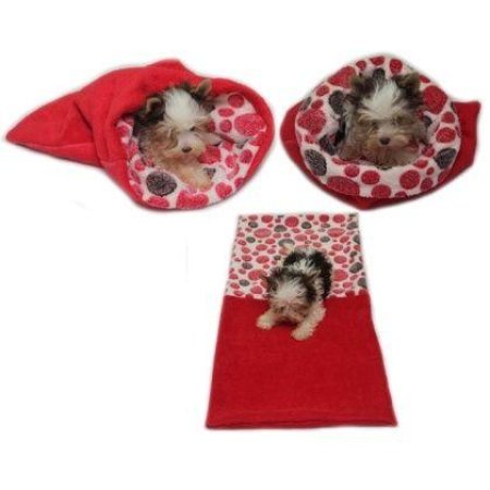 Pelíšek pro štěňátka/koťátka - červená/červená kolečka