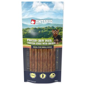 ONTARIO Protein žvýkací pamlsek točené tyčinky s kuřecím 10 ks