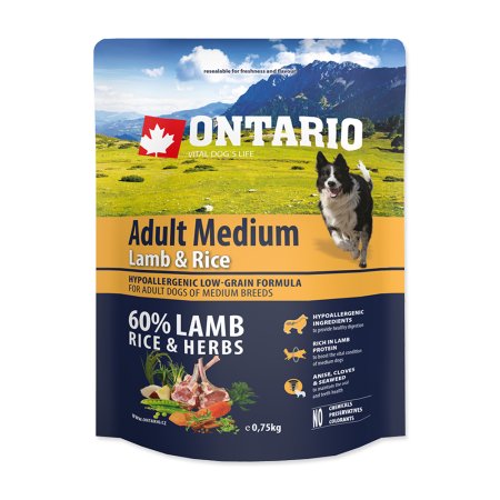 ONTARIO Adult Medium Lamb & Rice 0,75kg