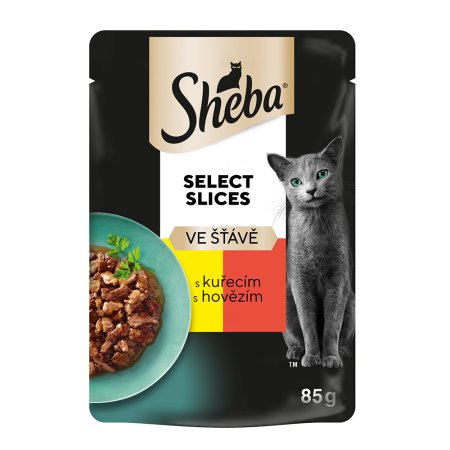 Sheba kapsička s kuřecím a hovězím ve šťávě 85 g