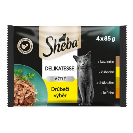 Sheba kapsička Drůbeží výběr v želé 4 x 85 g