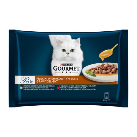 Gourmet Perle Gravy Delight s kuřetem a hovězím v omáčce multipack 4 x 85 g