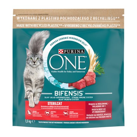 Purina One Sterilcat s hovězím a pšenicí 1,5 kg