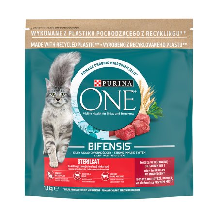 Purina One Sterilcat s hovězím a pšenicí 1,5 kg