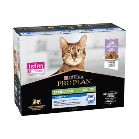 Pro Plan Cat Sterilised senior 7+ longevis terina a krůta ve šťávě 10 × 75 g