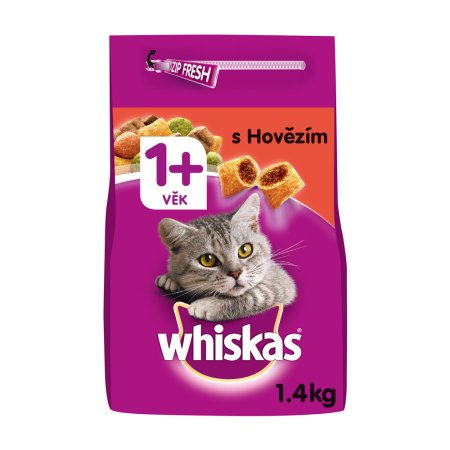 WHISKAS granule s hovězím 1,4 kg