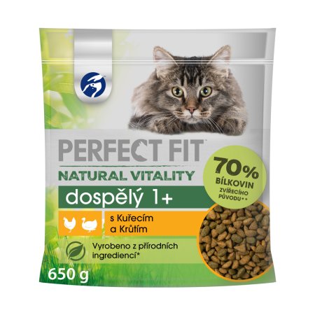 PERFECT FIT granule pro kočky Vital & Nature Adult kuřecí a krůtí 650 g