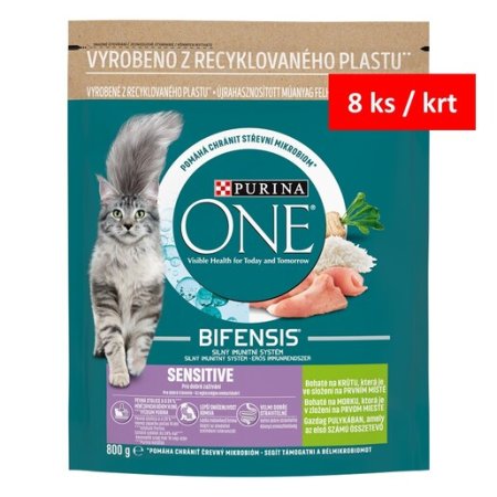 Purina One Bifensis Sensitive s krůtou a rýží 800 g