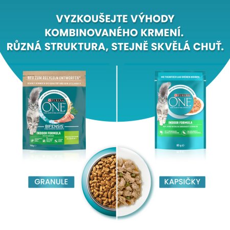 Purina One Bifensis Indoor s krůtou a celozrnnými obilovinami 800 g