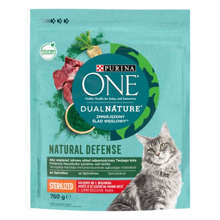 Purina One Dual Nature Sterilized Spirulina s hovězím 750 g