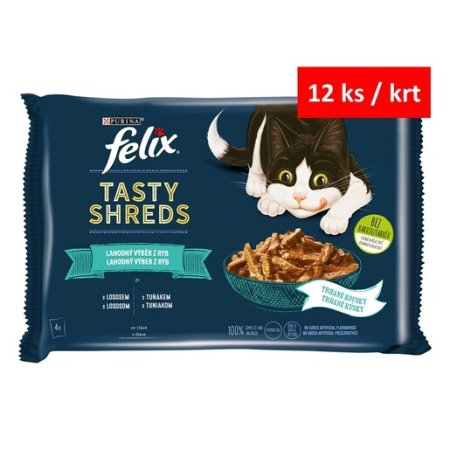 Felix Tasty Shreds Multipack s lososem a tuňákem ve šťávě 4 x 80 g