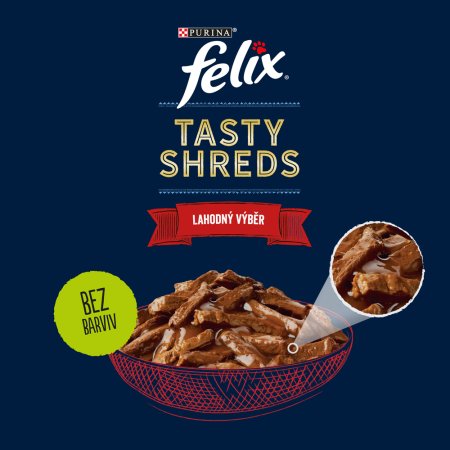 Felix Tasty Shreds Multipack s hovězím a kuřetem ve šťávě 4 x 80 g