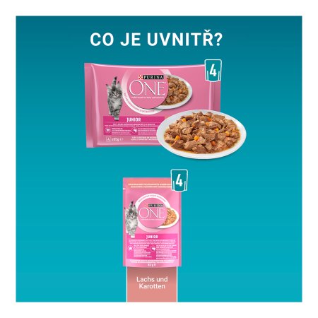 Purina One Multipack Junior minifiletky s lososem a mrkví ve šťávě 4 x 85 g