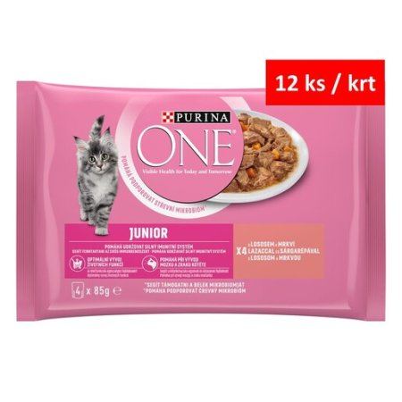 Purina One Multipack Junior minifiletky s lososem a mrkví ve šťávě 4 x 85 g