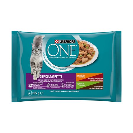 Purina One Multipack Difficult Appetite minifiletky s kuřetem a hovězím s krůtou a kachnou ve šťávě 4 x 85 g
