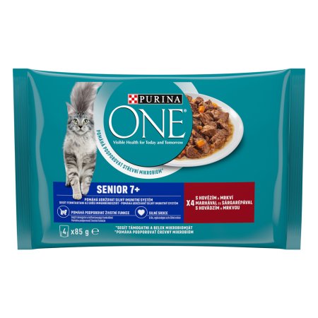 Purina One Multipack Senior minifiletky hovězí s mrkví 4 x 85 g