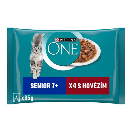 Purina One Multipack Senior minifiletky hovězí s mrkví 4 x 85 g