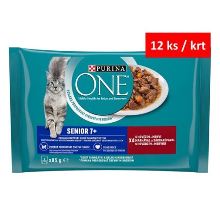 Purina One Multipack Senior minifiletky hovězí s mrkví 4 x 85 g