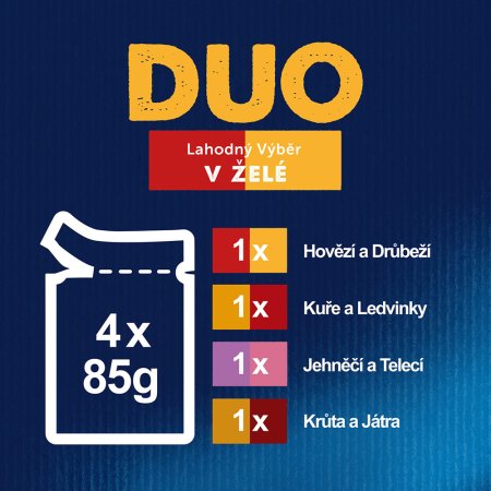 Felix Fantastic Duo Multipack kuře a ledvinky hovězí a drůbeží krůta a játra jehněčí a telecí 4 x 85 g