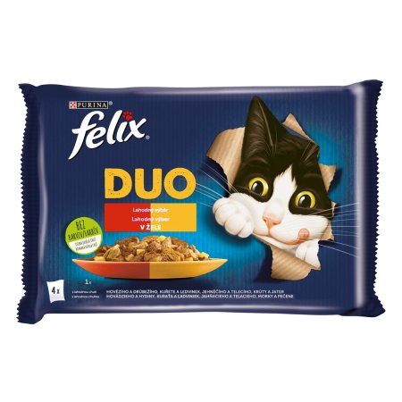 Felix Fantastic Duo Multipack kuře a ledvinky hovězí a drůbeží krůta a játra jehněčí a telecí 4 x 85 g