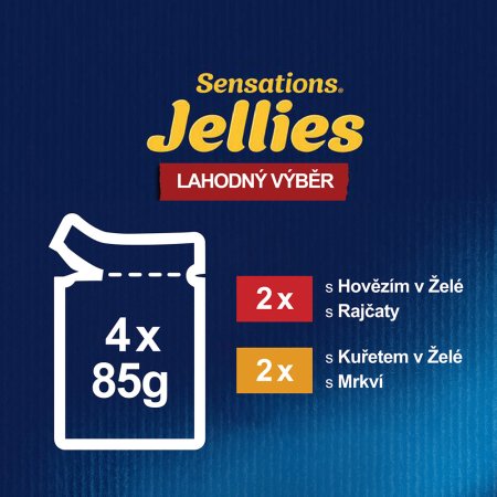 Felix Sensations Jellies Multipack s hovězím a kuřetem v och. želé 4 x 85 g