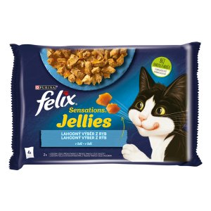 Felix Sensations Jellies Multipack s lososem a treskou v och. želé 4 x 85 g