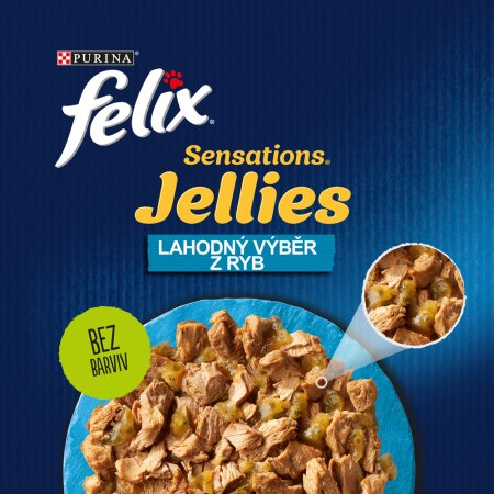 Felix Sensations Jellies Multipack s lososem a treskou v och. želé 4 x 85 g