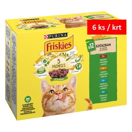 Friskies Multipack hovězí kuře tuňák treska ve šťávě 12 x 85 g 