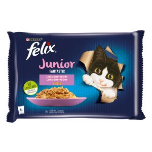 Felix Fantastic Junior Multipack s kuřetem a lososem v želé 4 x 85 g 