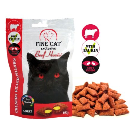 Fine Cat Exclusive Plněné polštářky pro kočky HOVĚZÍ 60g