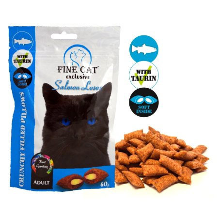 Fine Cat Exclusive Plněné polštářky pro kočky LOSOS 60g