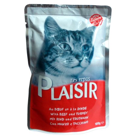 Plaisir Cat kapsička hovězí + krůtí 100g