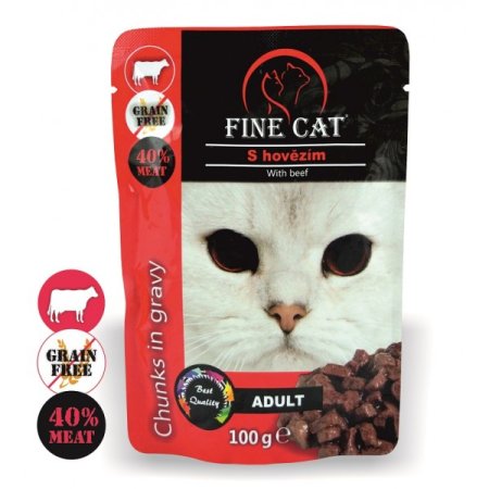 Fine Cat kapsička Grain-Free Adult hovězí v omáčce 100g