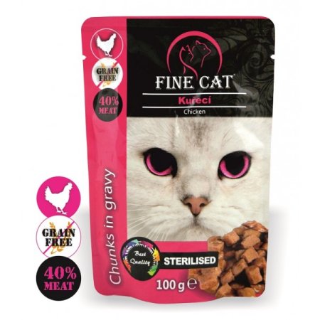 Fine Cat kapsička Grain-Free Sterilised kuřecí v omáčce 100g