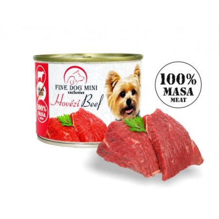 Fine Dog MINI Exclusive konzerva pro psy hovězí 100% masa 200g