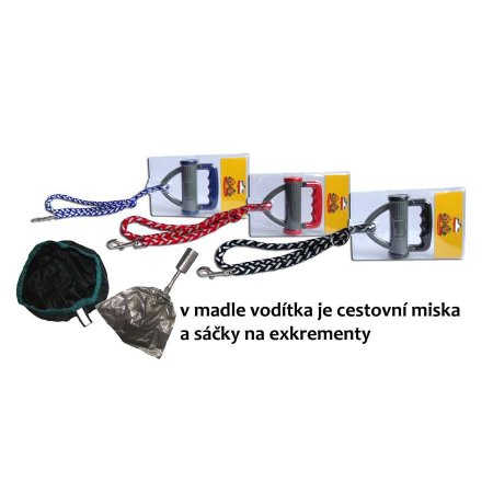 Vodítko splétané reflexní s cest. miskou a sáčky 10mm x 120cm