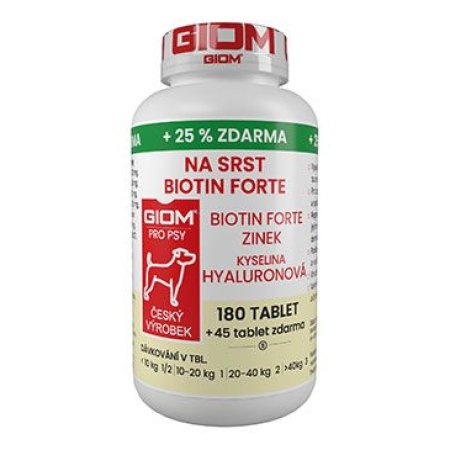 Giom S pes Na srst Biotin FORTE 180 tbl+25% zdarma