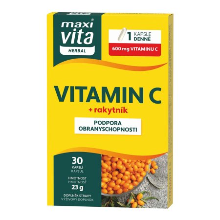 Vitar Maxi Vita Herbal Vitamin C + rakytník 30 kapslí