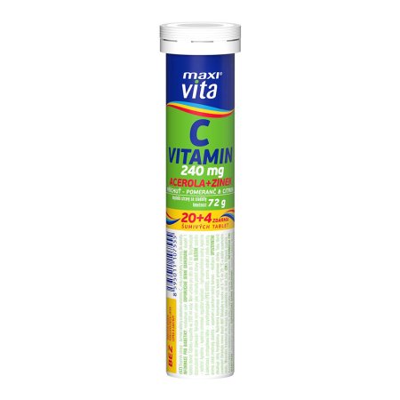 Vitar Maxi Vita Vitamin C + acerola + zinek 20 + 4 tablety