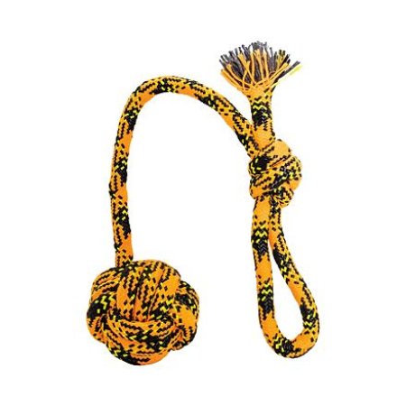 Vrhací bavlněné lano s míčem HipHop ROPE 7cm / 48 cm, neon oranžová, černá, žlutá