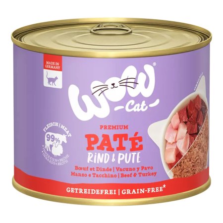 WOW Cat konzerva Paté Hovězí s krocanem Adult 200g