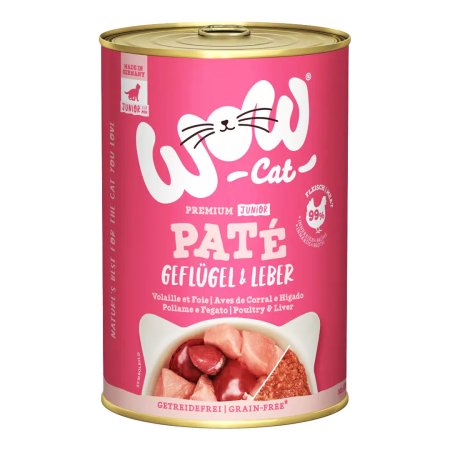 WOW Cat konzerva Paté Drůbež s játry Kitten/Junior 400g