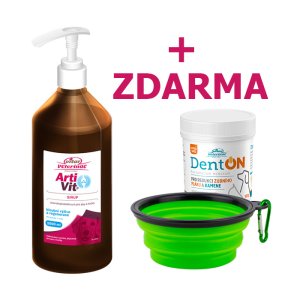 VITAR Veterinae Artivit Sirup 1000 ml + DentON 100 g + cestovní miska ZDARMA
