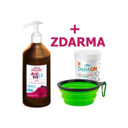 VITAR Veterinae Artivit Sirup 1000 ml + DentON 100 g + cestovní miska ZDARMA