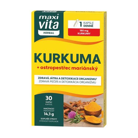 Vitar Maxi Vita Herbal kurkuma + ostropestřec 30 kapslí