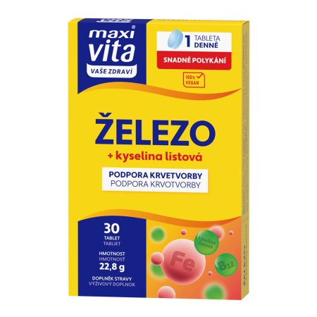 Vitar Maxi Vita Železo + kyselina listová 30 tablet