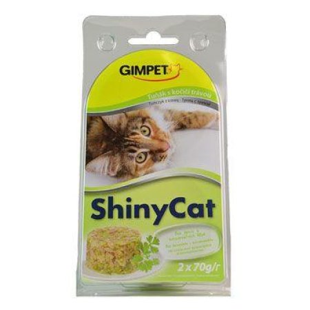 Gimpet kočka konz. ShinyCat tuňak/koc.tráv 2x70g (EXPIRACE 08/2024)