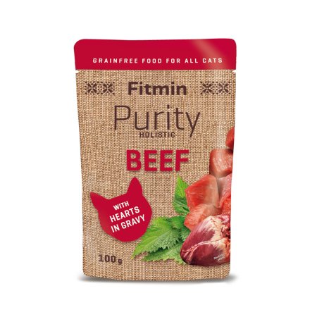 FITMIN CAT Purity Hovězí kapsička se srdíčky 100 g