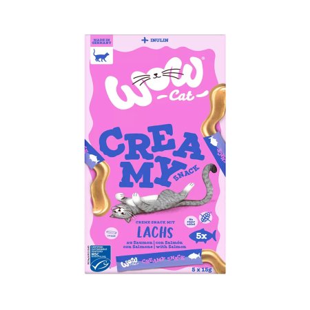 WOW Cat lízací pyré Creamy s lososem 5x15g